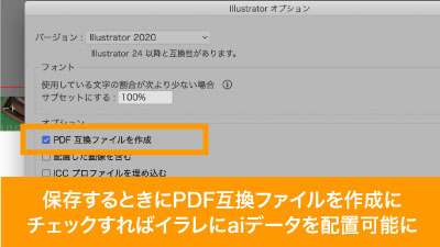 aiデータを配置するときは「PDF互換ファイルを作成」にチェックを入れる