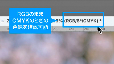 RGBのままCMYKの色味を確認できる