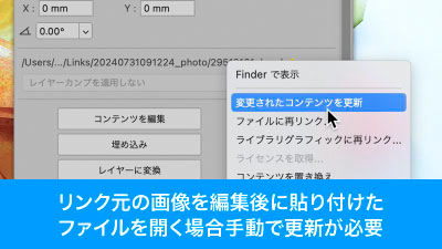 リンク画像の編集タイミングによっては手動更新が必要