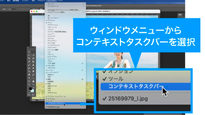 ウインドウメニューからコンテキストタスクバーを選択