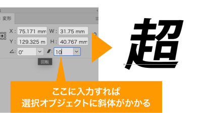 斜体も数値入力可能
