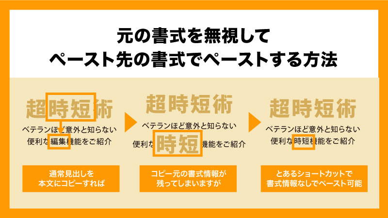 元の書式を無視してペースト先の書式でコピペする方法
