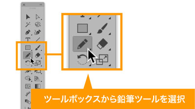 ツールボックスにある鉛筆ツールを選択